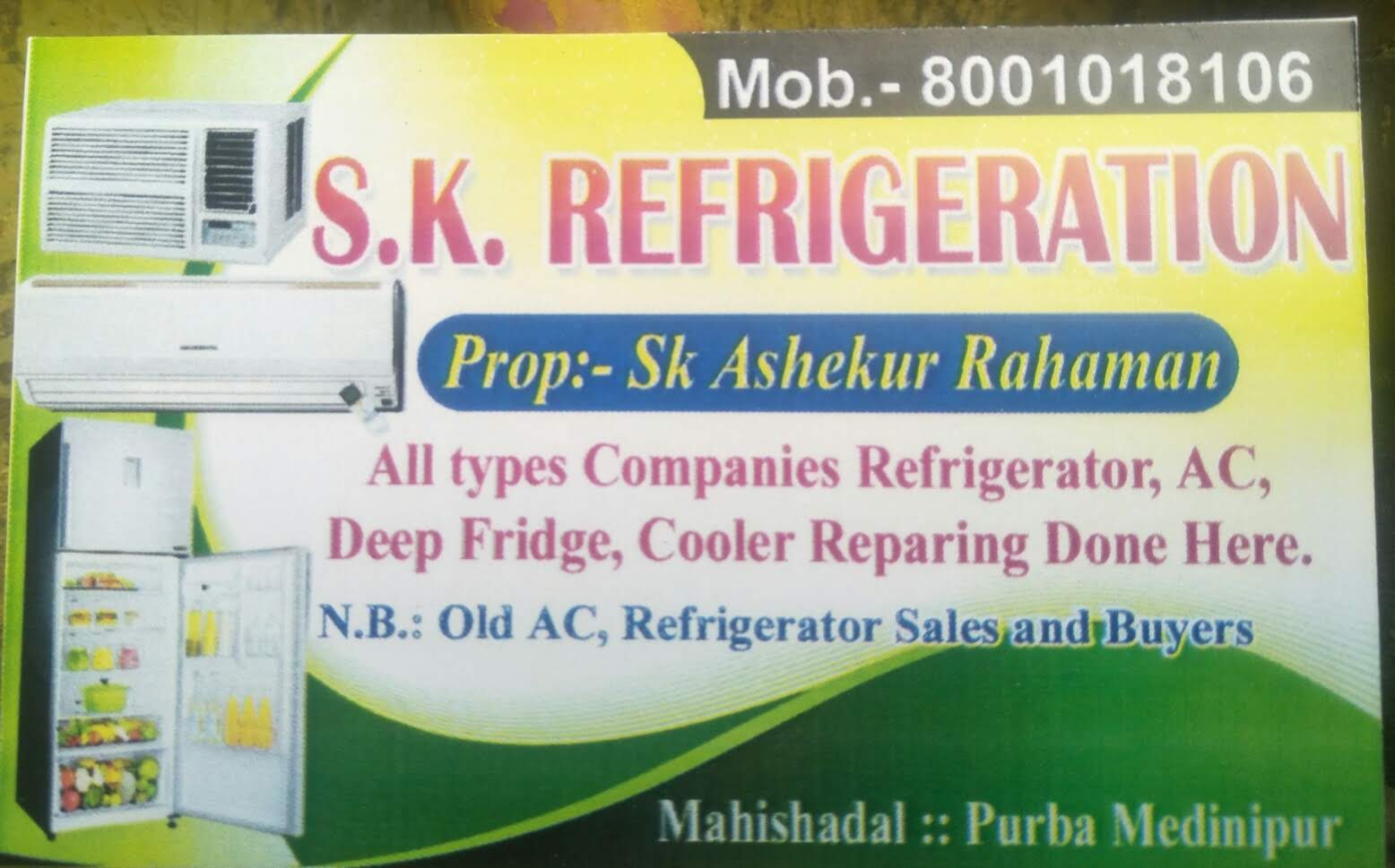 AC mechanic Mr. Sk Ashekur in Mahisadal