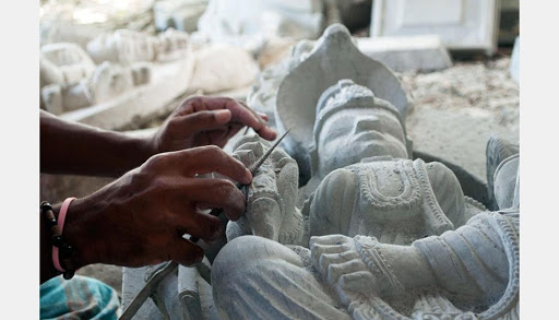 Stone model sculpture artist Mr. Avi in Natagarh